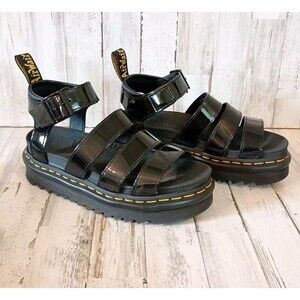 Dr. Martens AirWair Blaire Patent Leather Platform Sandals Womens 5 EU 36 Black